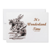 It's Wonderland Time White Rabbit With Trumpet Personalized Announcement