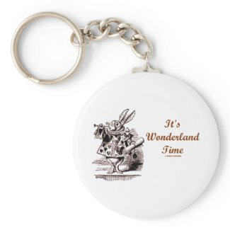 It's Wonderland Time White Rabbit With Trumpet keychain