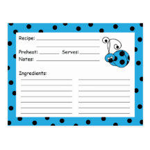 Itty Bitty Ladybug Blue Recipe Card Postcard