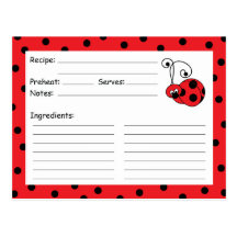 Itty Bitty Ladybug Red Recipe Card Postcards