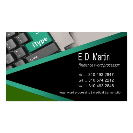 iType - Word Processing Expert Freelancer Business Card (front side)