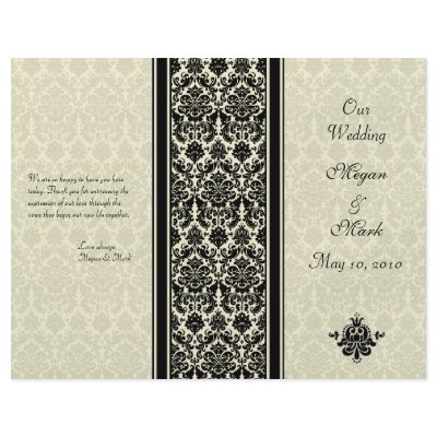 Ivory and Black Damask Wedding Program Full Color Flyer