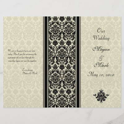 Ivory and Black Damask Wedding Program Full Color Flyer by wasootch