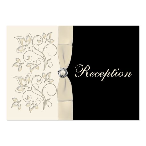 Ivory and Black Floral Enclosure Card Business Cards (front side)