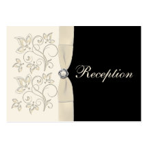 Ivory and Black Floral Enclosure Card Business Cards