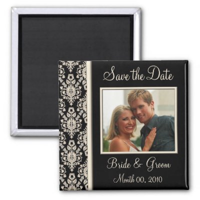 Ivory and Black Save the Date Photo Magnets
