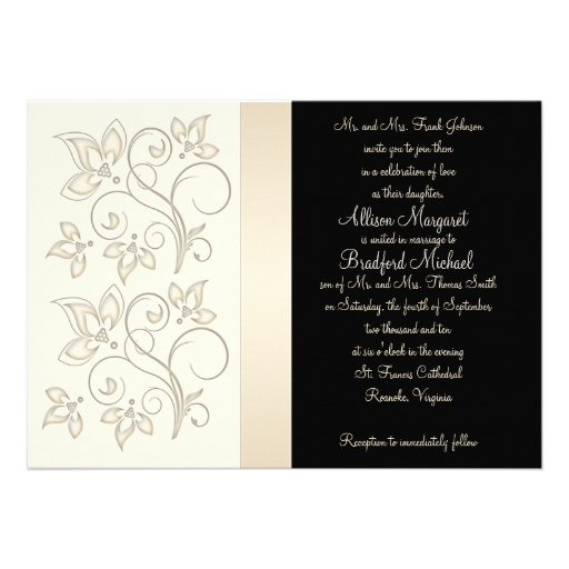 Ivory and Black with Pearl Love Knot Invitation