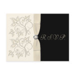 Ivory and Black with Pearl Love Knot RSVP Postcard