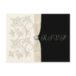 Ivory and Black with Pearl Love Knot RSVP Postcard