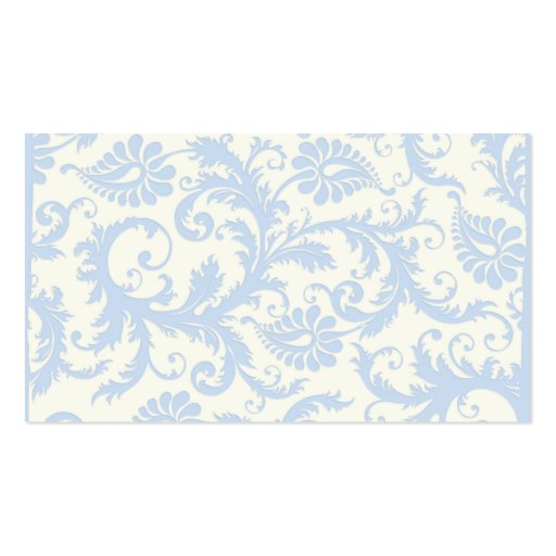 Ivory and Blue Damask Placecards Business Card (back side)