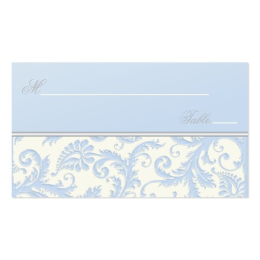 Ivory and Blue Damask Placecards Business Card