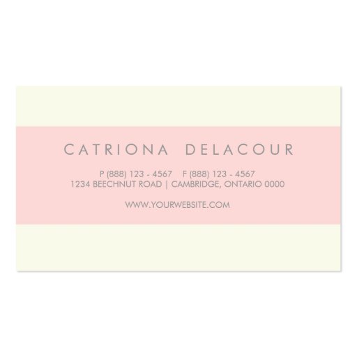 Ivory and Blush Pink Stripes Pattern Business Card (back side)