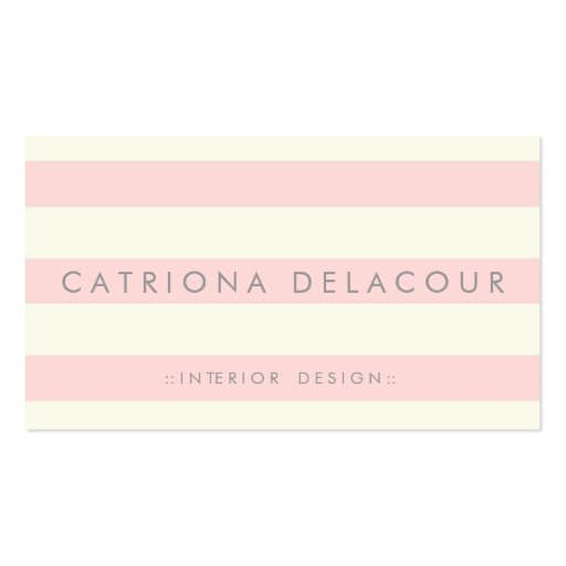 Ivory and Blush Pink Stripes Pattern Business Card (front side)