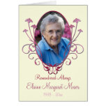 Ivory and Burgundy Memorial Card with Photo