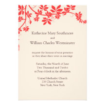 Ivory And Coral Wedding Invitations