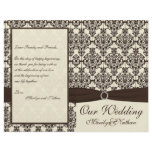 Ivory and Espresso Damask Wedding Program Flyer Design