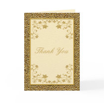 Ivory and Gold Floral Thank You Card