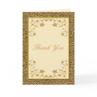 Ivory and Gold Floral Thank You Card card