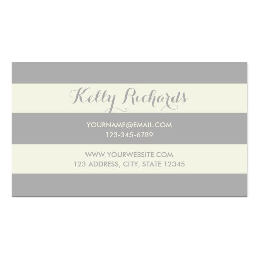 Ivory and Gray Stripes Pattern Business Card (back side)