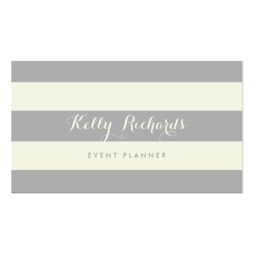 Ivory and Gray Stripes Pattern Business Card