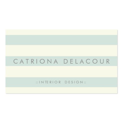 Ivory and Mint Green Stripes Pattern Business Card