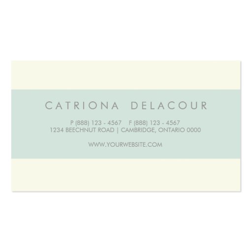 Ivory and Mint Green Stripes Pattern Business Card (back side)
