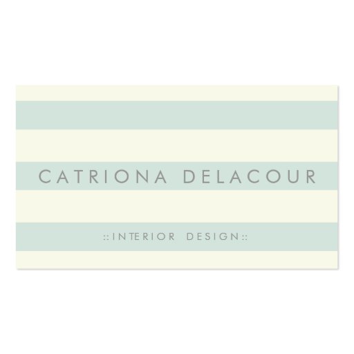 Ivory and Mint Green Stripes Pattern Business Card (front side)