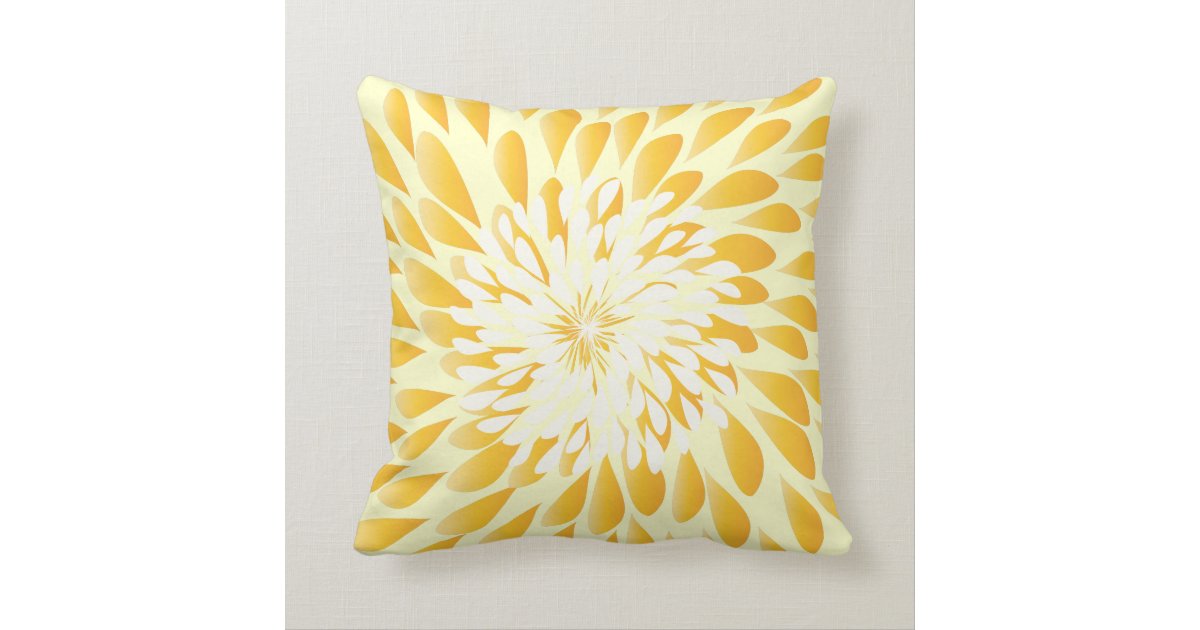 Ivory and Mustard Yellow Modern Floral Pillow Zazzle