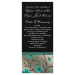 ivory aqua and black floral Wedding program Full Color Rack Card
