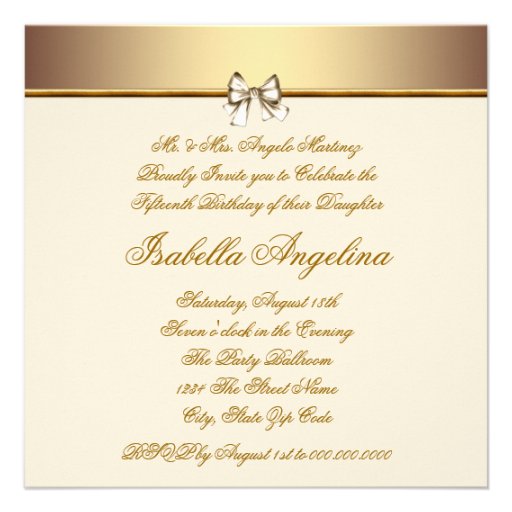 Ivory Beige Gold Photo Quinceanera Invitations