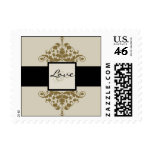 Ivory Black and Gold Damask Wedding Love Stamp