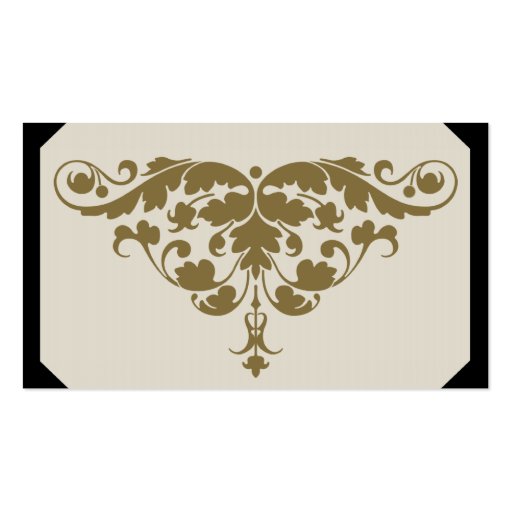 Ivory Black and Gold Damask Wedding Place Cards Business Card Template (back side)