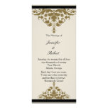 Ivory Black and Gold Damask Wedding Program Personalized Rack Card