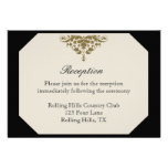 Ivory Black and Gold Damask Wedding Reception Personalized Announcement