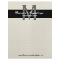 Ivory & Black Damask Monogram Letterhead