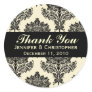 Ivory & Black Damask Round Wedding Labels Round Stickers
