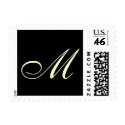 Ivory & Black Monogram Custom Postage stamp
