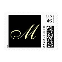 Ivory & Black Monogram Custom Postage