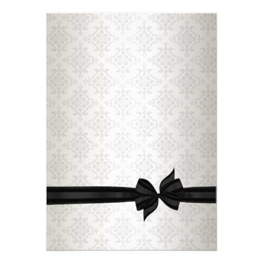 Ivory Black Tie Damask Wedding Invitations