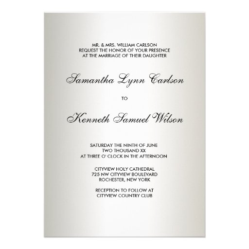 Ivory Black Tie Damask Wedding Invitations