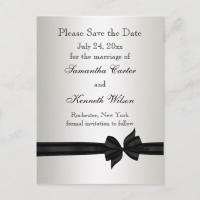 Ivory Black Tie Damask Wedding Invitations Post Card