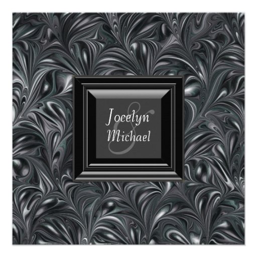 Ivory Black White Marbled Wedding Invitations