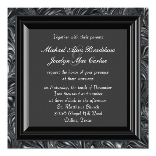 Ivory Black White Marbled Wedding Invitations