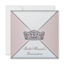 Ivory Blush Tiara Classy Quinceanera 15th Party Custom Invitation