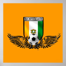 Ivory Coast Winged Les Elephants fans shield Print