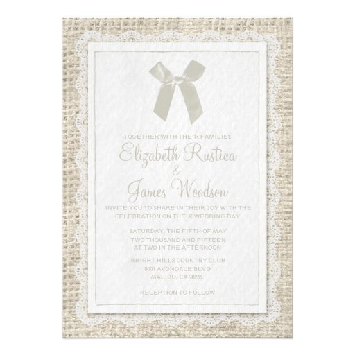 Ivory Country Burlap Wedding Invitations