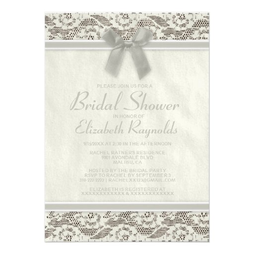 Ivory Country Lace Bridal Shower Invitations