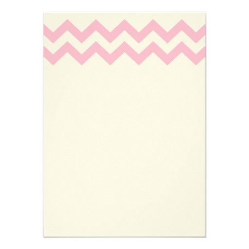 Ivory Cream and Pink Chevron Wedding Invitations