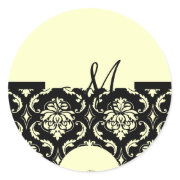 Ivory Cream Monogram Damask Wedding Sticker sticker