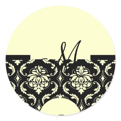 Ivory Cream Monogram Damask Wedding Sticker